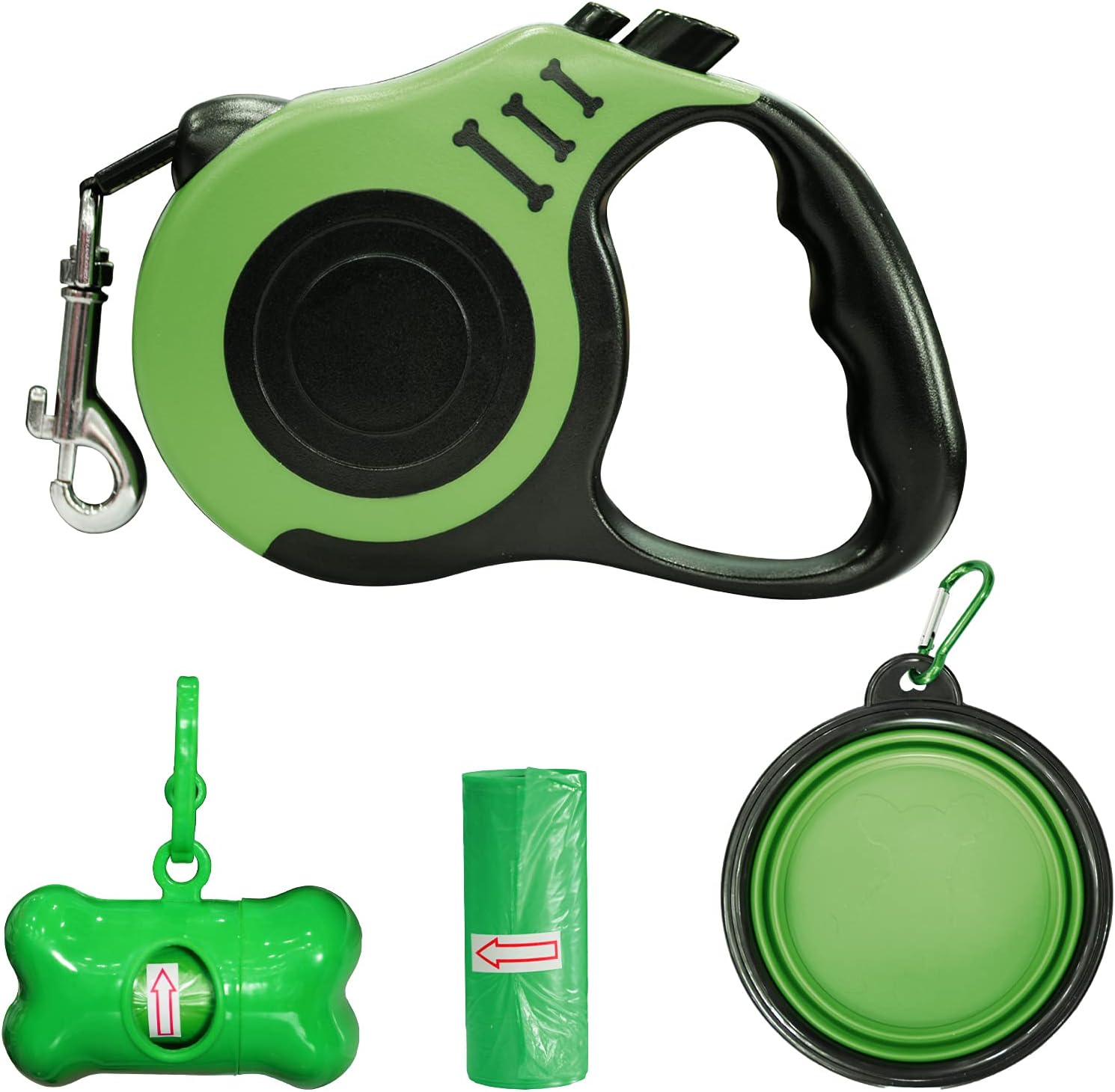 16.5 FT Retractable Dog Leash with Waste Bag Dispenser and Bags, Collapsible Water Bowl,One-Handed Brake and Anti-Slip Handle,Suitable…