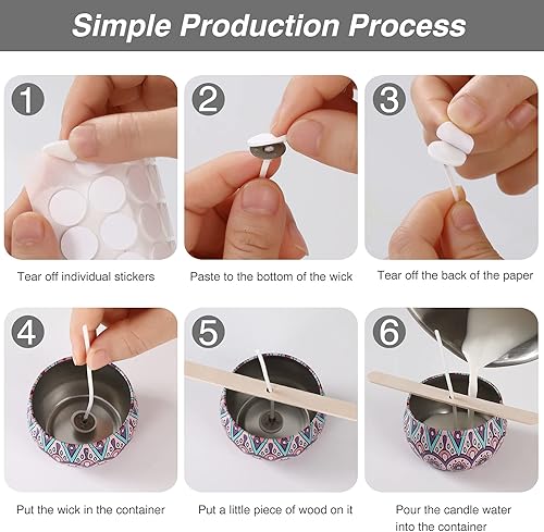 Miniatura 4 de buluker 300 piezas de mechas para velas sin humo funcionales - Mechas de algodón preenceradas con pestañas sustentadoras de metal para la