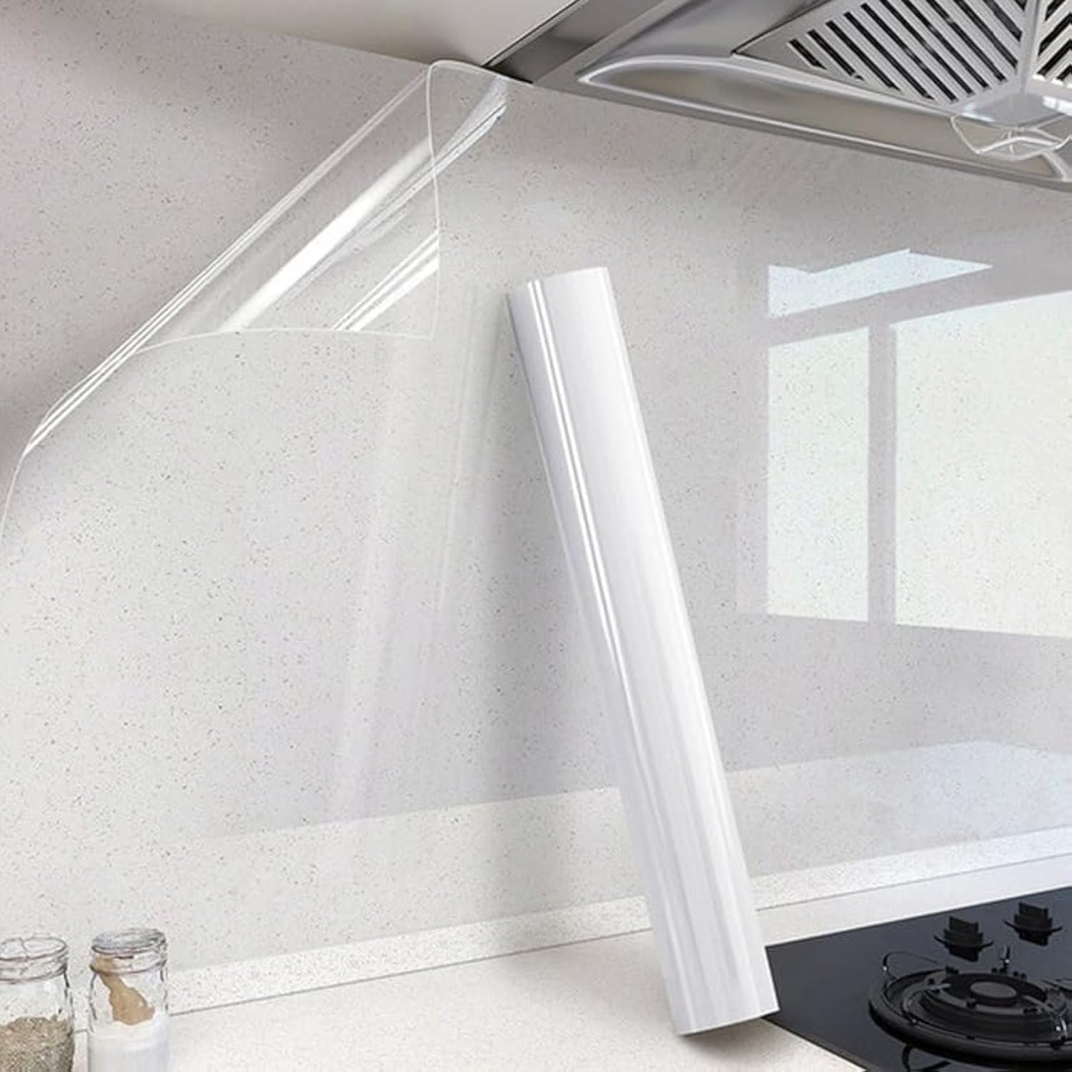 Papier peint transparent autocollant 40x500cm pour protection murale de cuisine