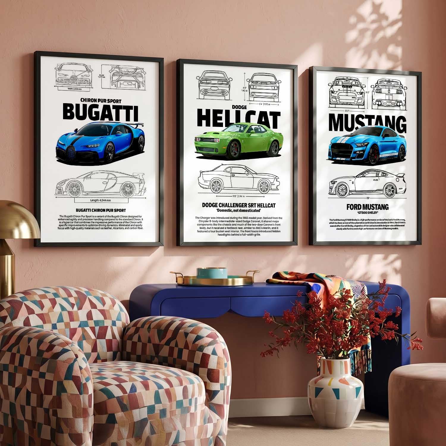 Sports Car Wall Art - Framed Posters for Boys -10 Sports Car Wall Art - Framed Posters for Boys -10