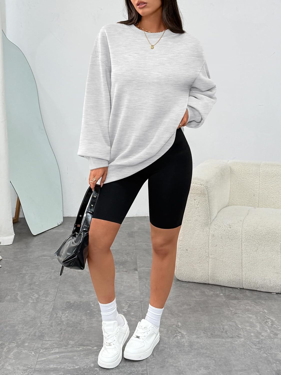 WYNNQUE Oversized Sweatshirts For Women Crewneck Fleece Pullover Comfy Hoodies Fall Outfits Fashion 2026 Winter Clothes - Image 5