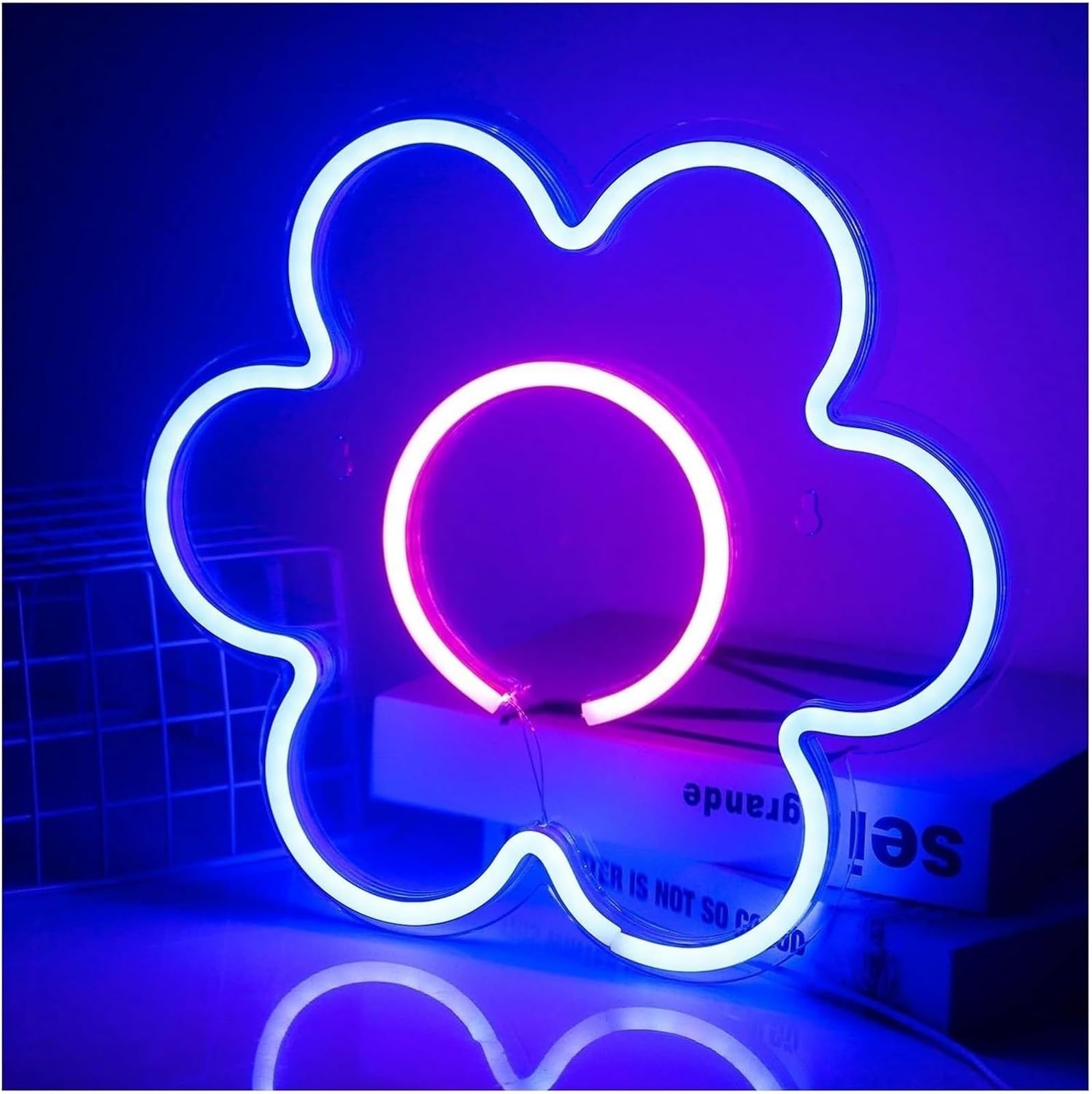 Fiore LED per insegna al neon Decorazione da parete Corpo sospeso per bar Negozio Festa Bambini nella per stanza(Blu)