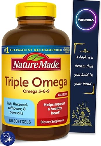 Nature Made Triple Omega 3-6-9 Softgels, 150 unidades y marcador de regalo de YOLOMOLO