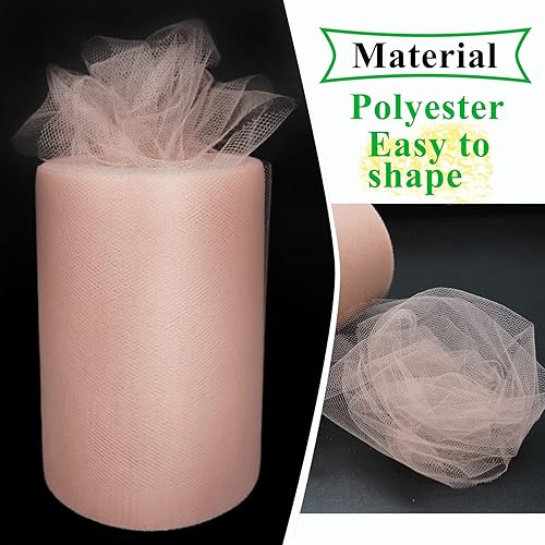 Miniatura 201 de Rollos de tela de tul rojo de 6 pulgadas por 100 yardas (300 pies), carrete de tela, cinta de tul para envoltura de regalos de Navidad, lazo de tutú