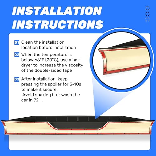 Miniatura 6 de KUAFU Alerón de cabina compatible con camioneta Ford Ranger 2019-2023, ala superior de techo de 4 puertas, plástico pintado en negro