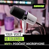 Vista 6 de Shure Micrófono dinámico MV7+ para podcast, certificado OBS, audio mejorado, panel LED, salidas USB-C y XLR, modo de nivel automático, filtro