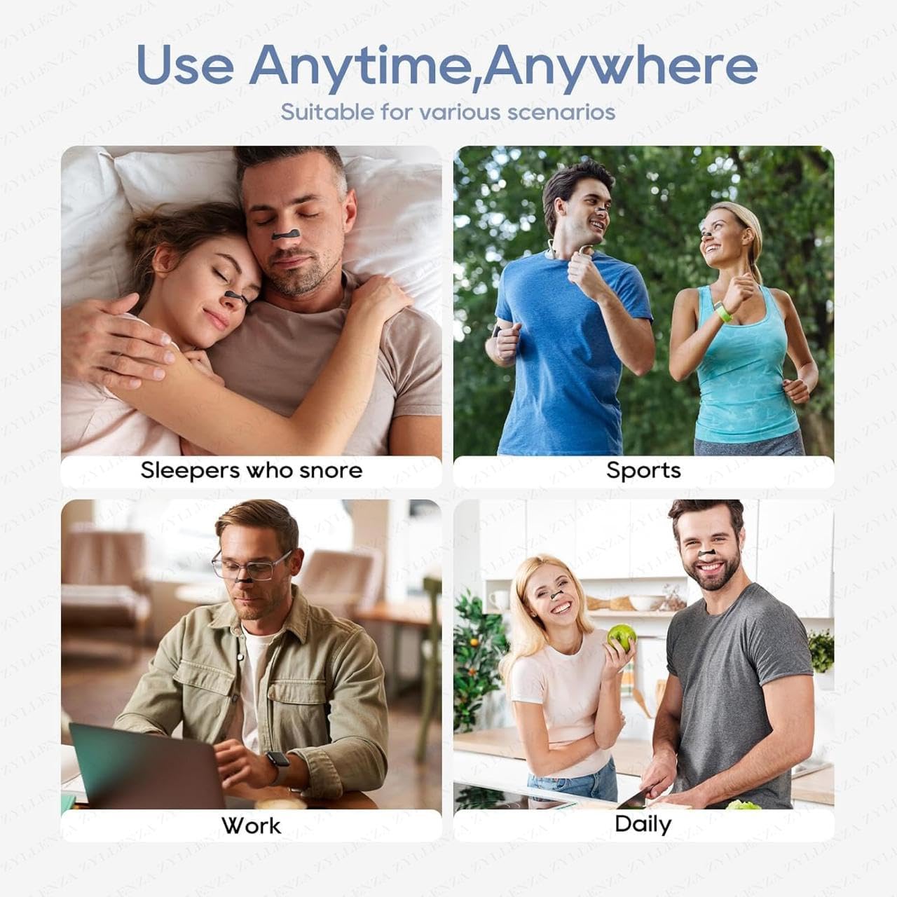 ZYLLENZA Magnetic Universal Nasal Strips | Breathing Nasal Strip | Anti Snoring Nose Clip | Skin Safe Sleep Nasal Strips | Nasal Dilators For Breathing | Snore Stopper | Snoring Stopper For Men | Breathing Nasal Strip Starter Kit (A1) (15 Count) 4