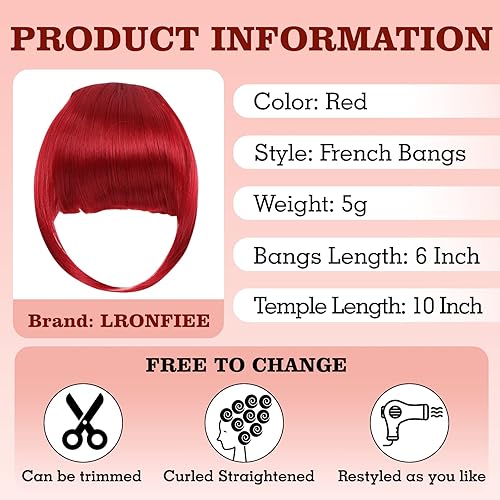 Miniatura 3 de LRONFIEE Flequillo con clip para el cabello, extensiones de flequillo francés, cabello humano curvo natural, fleco con flecos, flecos, fleco falso