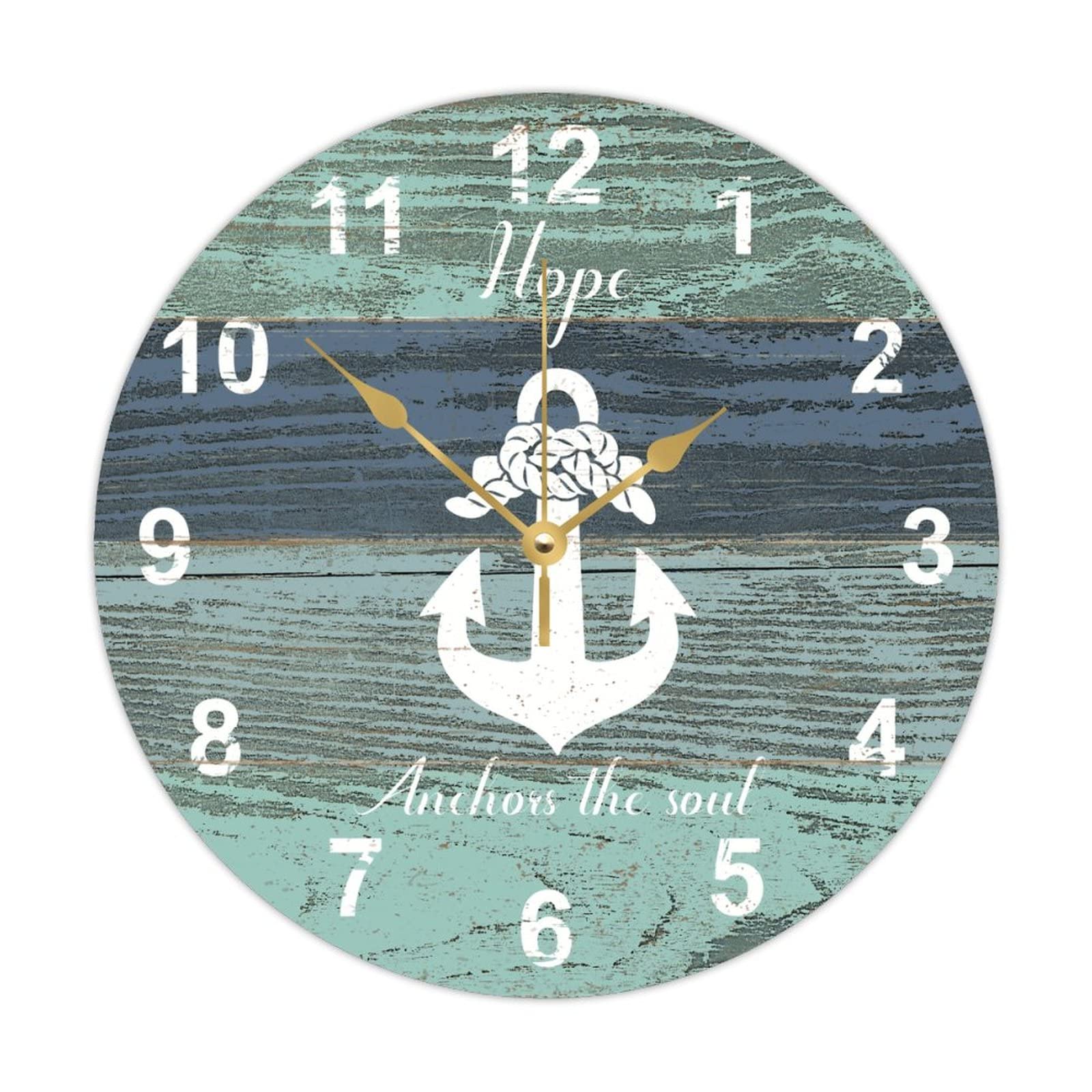 Ancres nautiques The Soul pendule murale en bois silencieuse bord de mer