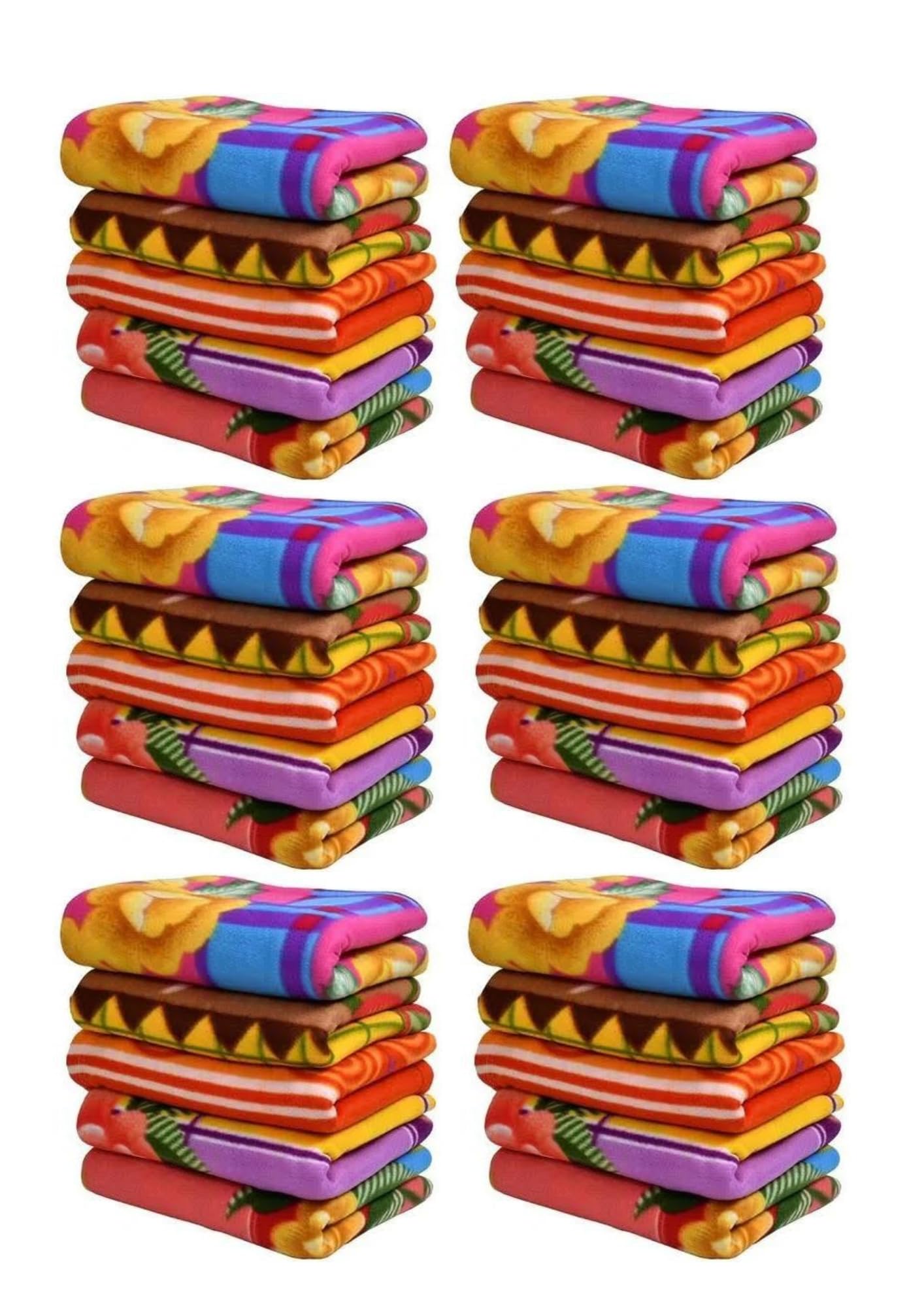 MAMRAJ Stylish Polar Fleece Single Bed AC Fleece Wool Blanket - 58x88 Inch || Skin Friendly || Multicolour || Set of 15 ||