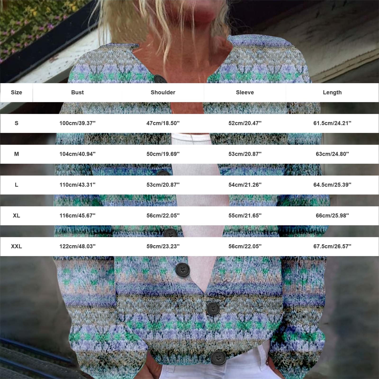 Generisch Cardigan en tricot pour femme avec imprimé - Col rond, Rose, L