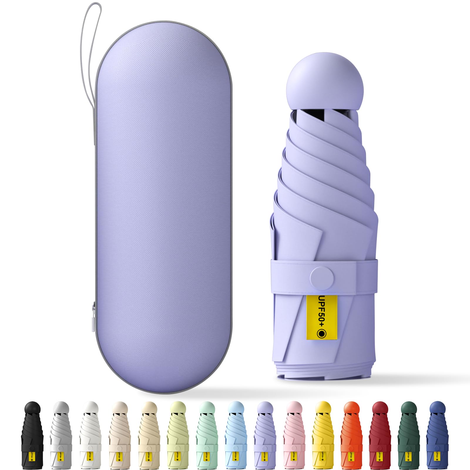 Ombrello Piccolo, Mini Ombrello Tascabile, Pieghevole Ombrello da Viaggio, Pioggia UV Protezione Sole, UPF 50+, Portatile Leggero Compatto, per Donne Uomini