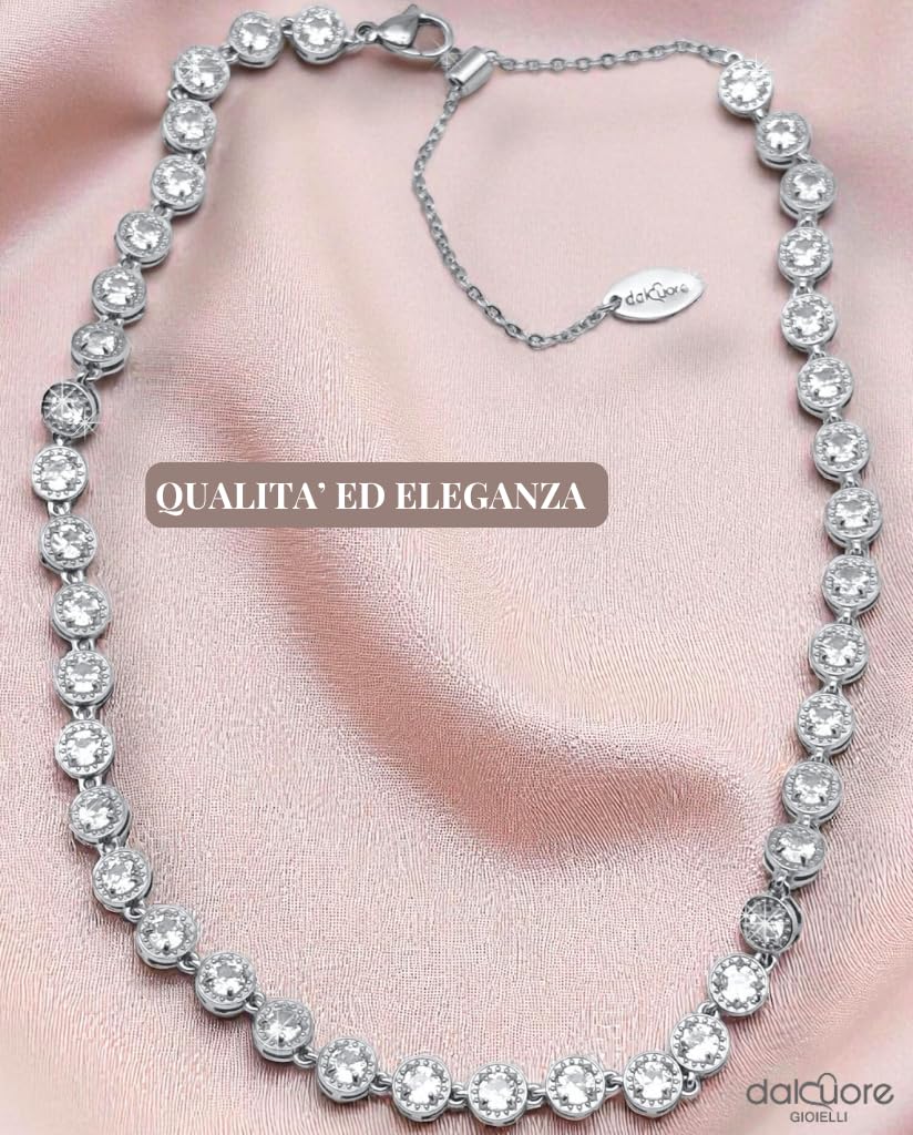 Collana Tennis Donna Regalo Elegante in Acciaio Inossidabile con Zirconi Brillanti, Regolabile 37-46 cm – Gioiello Perfetto per Natale o Anniversario