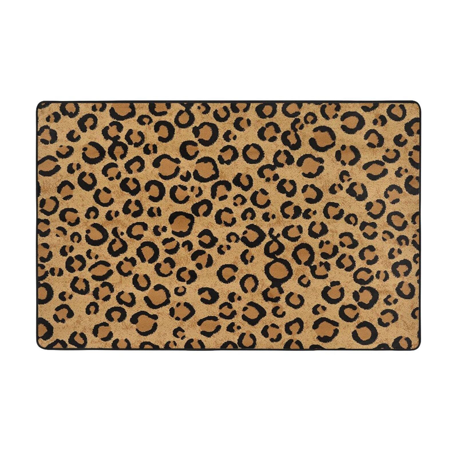 Grand tapis léopard sauvage 150x100 cm lavable et antidérapant pour le salon