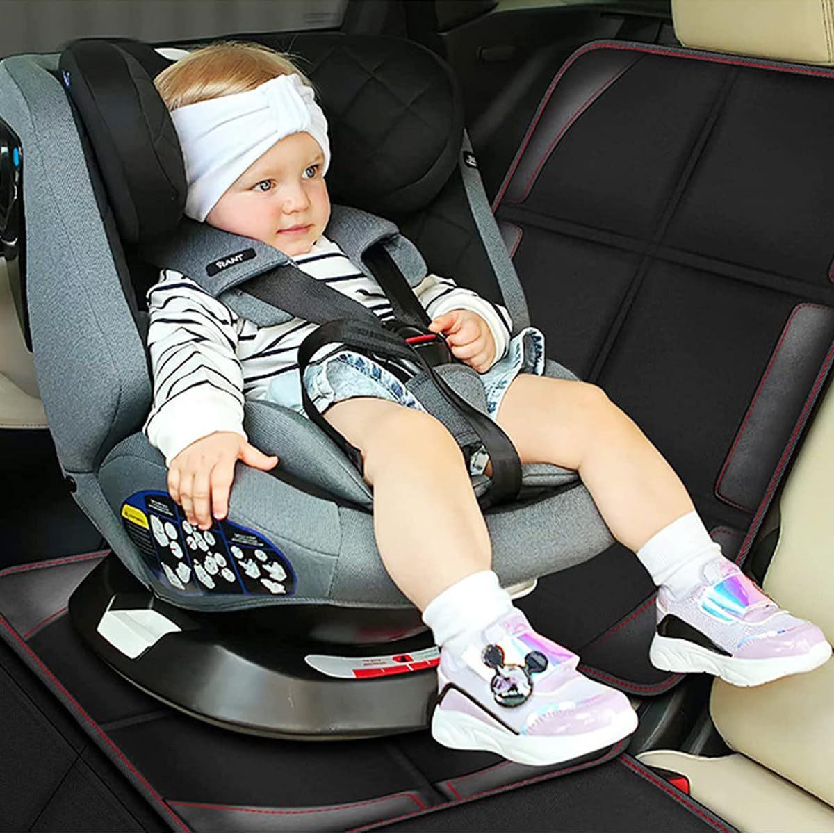 Autositzschoner Rutschfest Auto Autositzschoner Bezüge für Kinderautositz Universal Fahrzeug Autositzschoner für Baby Kind Autositzmatte für Haustier (Schwarze Linie)
