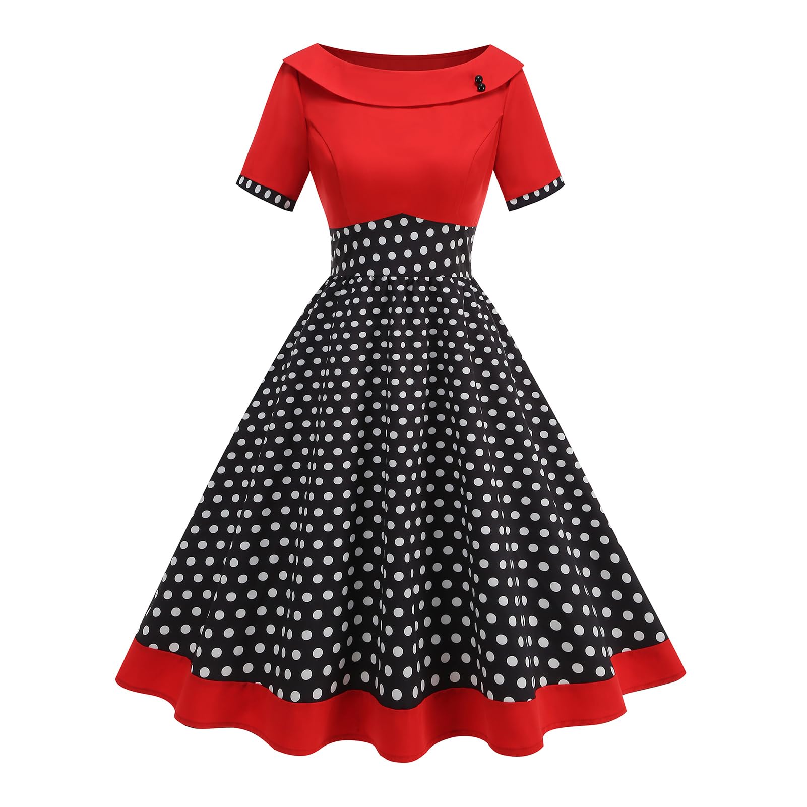 Boatneck 1950s Dresses for Women Vintage 50s Polka Dot Rockabilly Dress