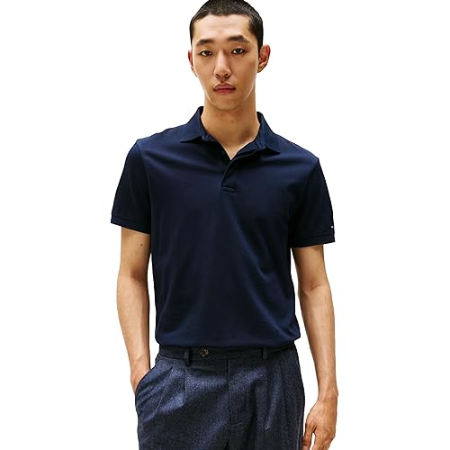 Tommy Hilfiger Men's Short Sleeve Casual Polo Shirts in Regular Fit with Hidden Placket Design