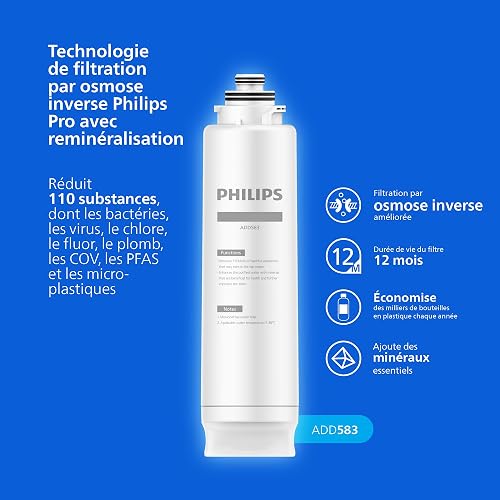 Philips Water Distributeur d’eau à Osmose Inverse 9000 : eau chaude/fraîche filtrée en secondes, fonction glaçons, minéraux préservés, filtration RO 6-en-1, >110 contaminants réduits, UV-C, 2000 L - 3