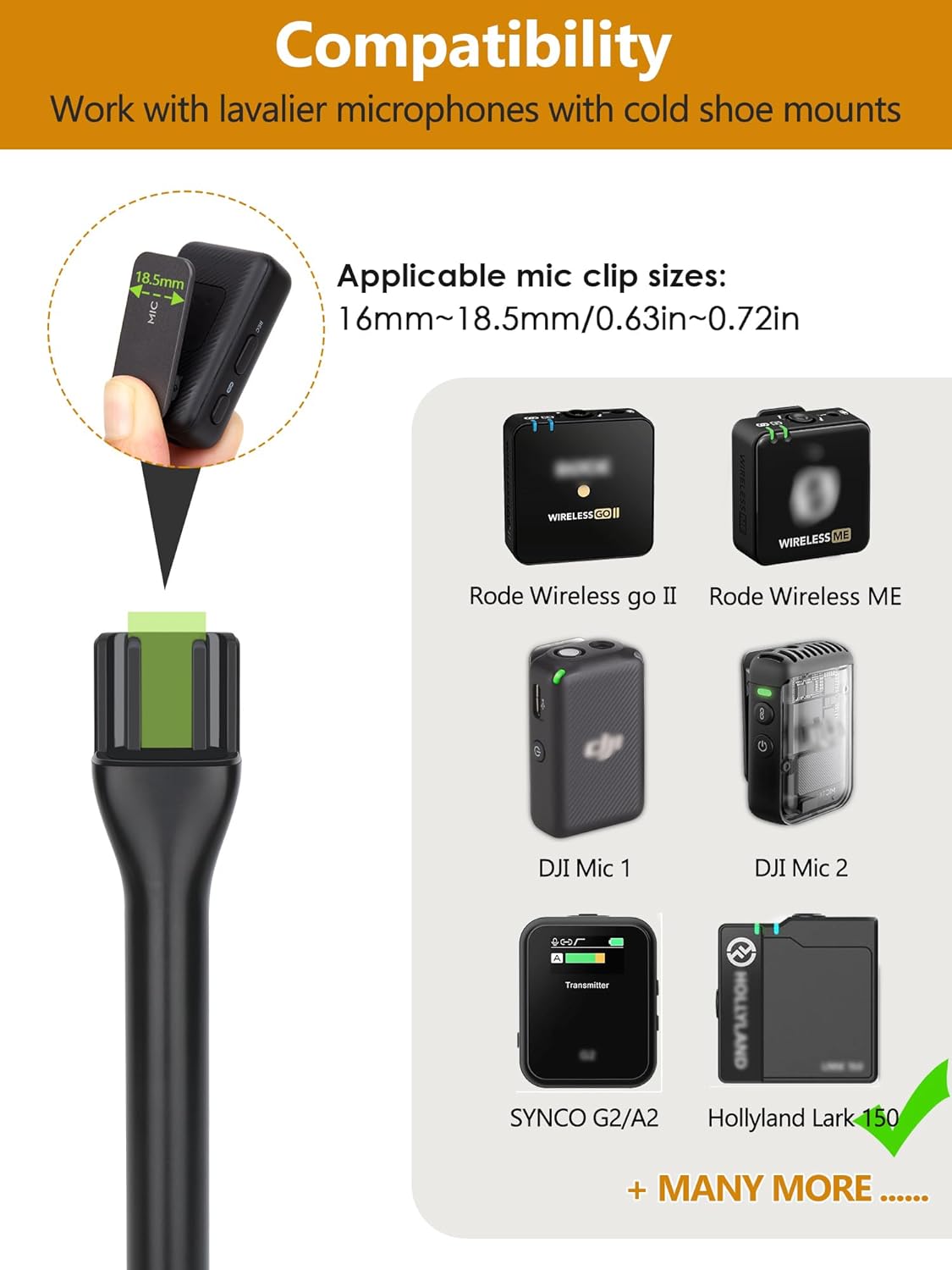 YOUSHARES Universal Mic Handle for Rode Wireless GO II/GO/ME/Pro & DJI Mic 1/2 -Interview Microphone Handle with Mic Cover Foam for Most Wireless Microphone (2-Pack)