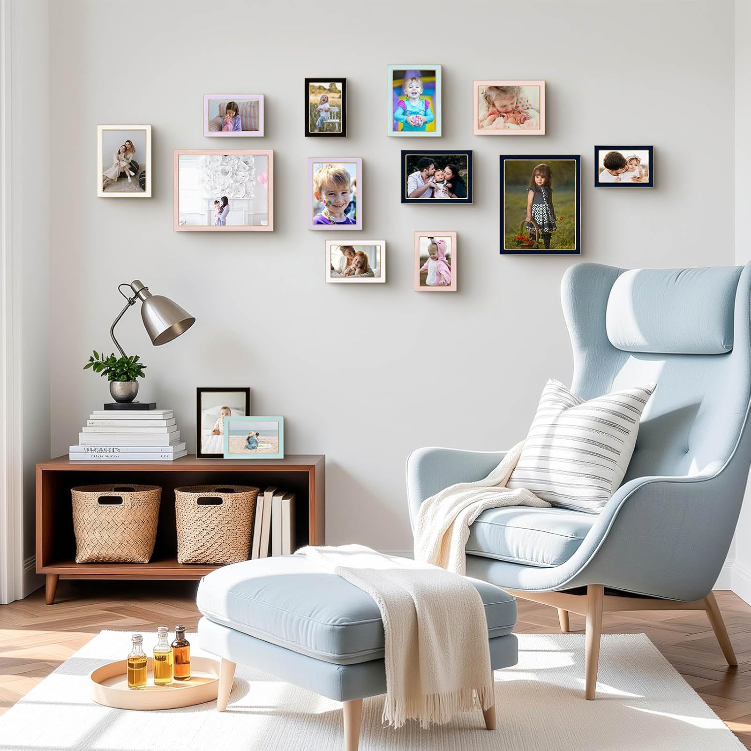 4x6 Pink Enamel Picture Frames - Metal Gold Edge - Cute Frame for 4 x 6 Inch Photos Pictures Artwork - Real Glass - With Tabletop Easel Stand - Hanger for Wall Mount Display (4 Pack)