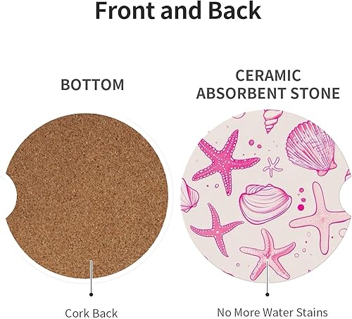 Miniatura 2 de Posavasos absorbentes para portavasos de automóvil, paquete de 2 posavasos universales antideslizantes de cerámica para mujeres y hombres de 2.56