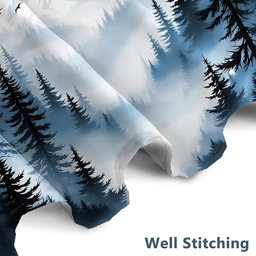 Miniatura 4 de Cortina de ducha de pino de bosque azul, cortina de ducha de paisaje brumoso, tela impermeable para decoración de baño, 72 x 72 pulgadas