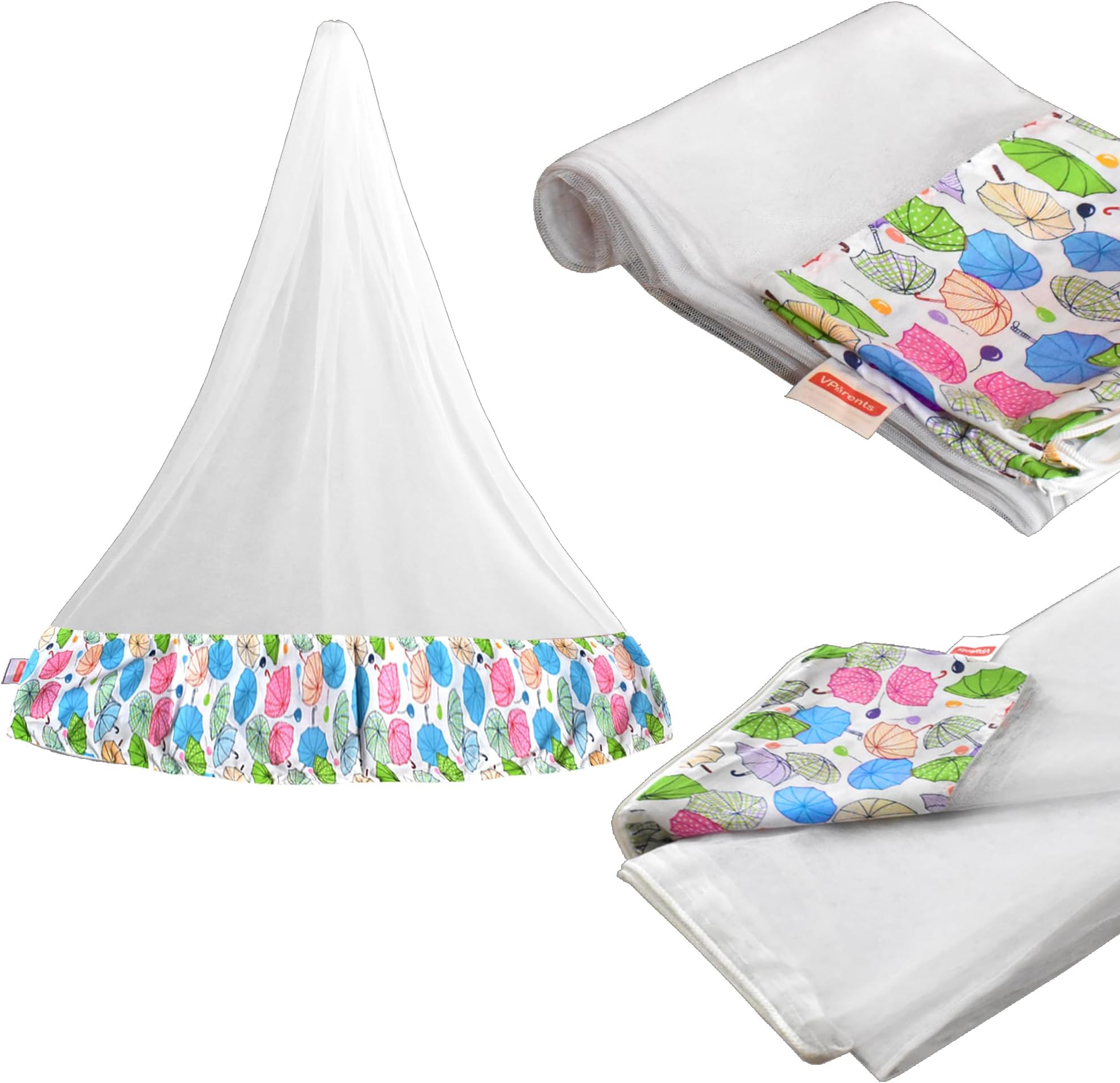 Mosquito Net for Baby Cradle Jhula Saree Swing with Zip Opening at Bottom - Blue