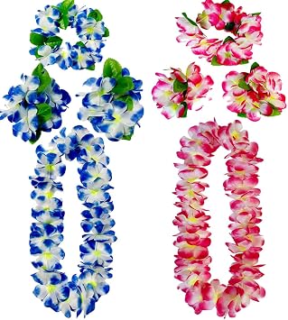 8PCS Hawaiian Leis Luau Party Decorations Tropical Party Favors Lei Hawaiian Flower Perfect for Hawaiian Luaus Party Birthday Party Favors.