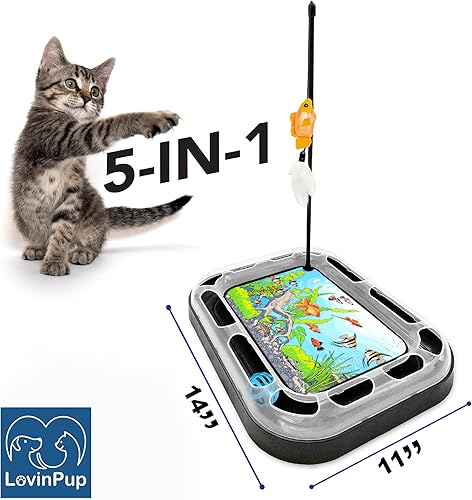 Miniatura 3 de Juguete rascador para gatos con tablero rascador y diseño de acuario de peces, divertido y emocionante juguete para gatos con hierba gatera, juguete
