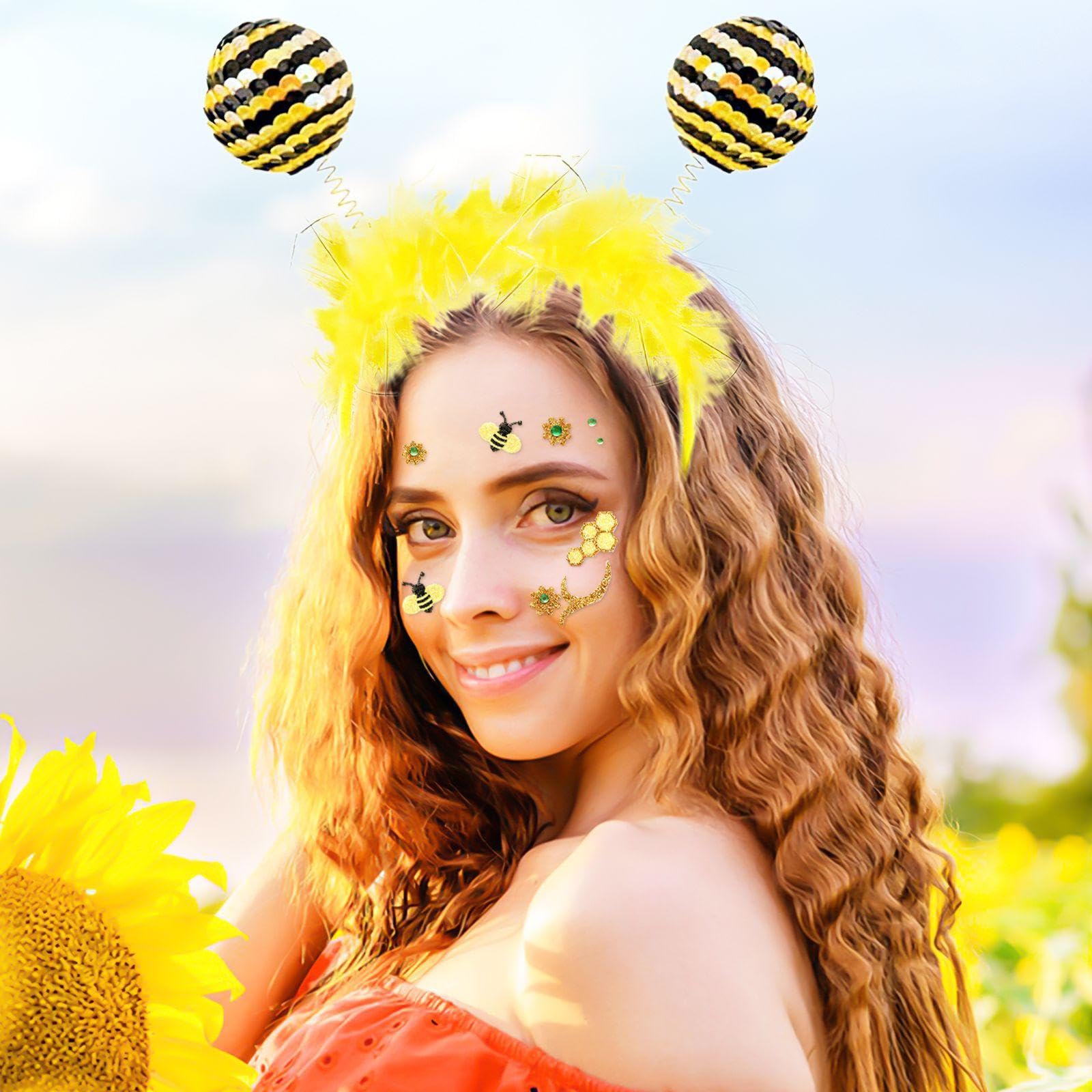 1 Fascia per Api E 1 Adesivo per Il Viso, Oggetti di Scena, Accessori Cosplay, Accessori per Costume da Ape.