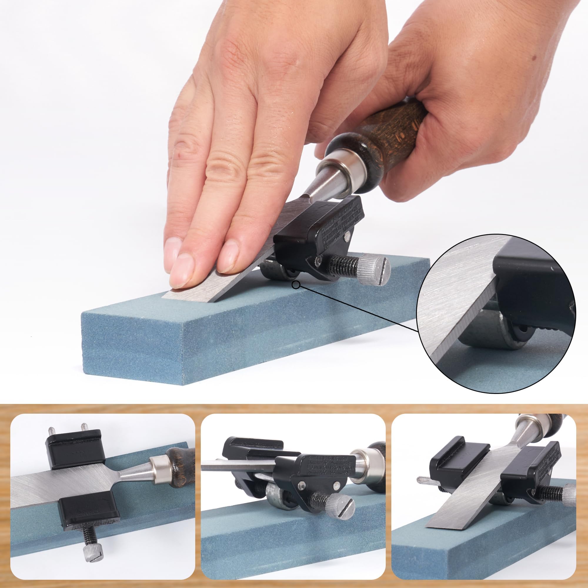 8 Stück Stechbeitel Set Für Holz, Stemmeisen Schleifstein Set, Holzbearbeitungswerkzeuge Holzschnitzerei Hand Meißels Werkzeug Holzbearbeitung Schwarznuss mit Schärfgerät Holzmeißel Chisels Set