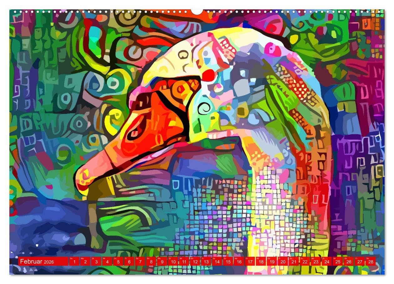 Kunstkalender. Farbenfrohe Tier-Illustrationen (Wandkalender 2026 DIN A2 quer), CALVENDO Monatskalender: Design Kalender, EYE-Catcher und tolles Geschenk! (CALVENDO Kunst)
