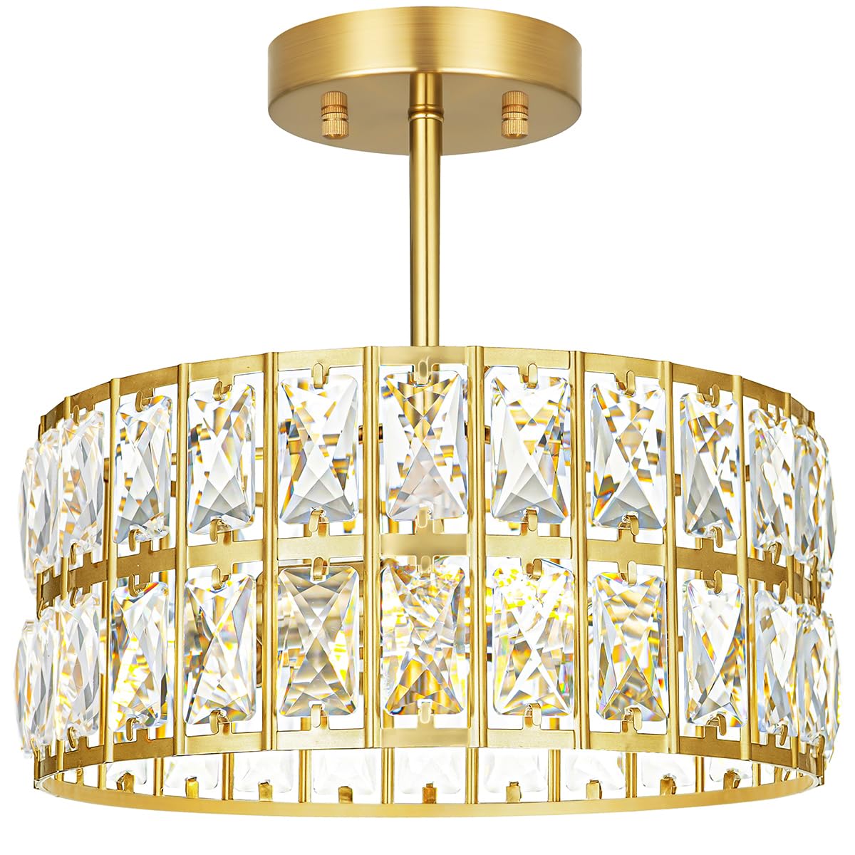 Photo 1 of Lxybcce Crystal Semi Flush Mount Ceiling Light, Gold, 3-Light, 12 Inch
