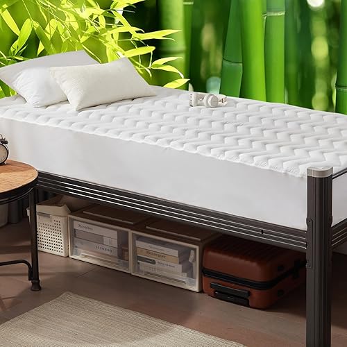 Miniatura 7 de UNILIBRA Protector de colchón impermeable de bambú de tamaño matrimonial, protector de colchón acolchado transpirable, 6 a 19 pulgadas de