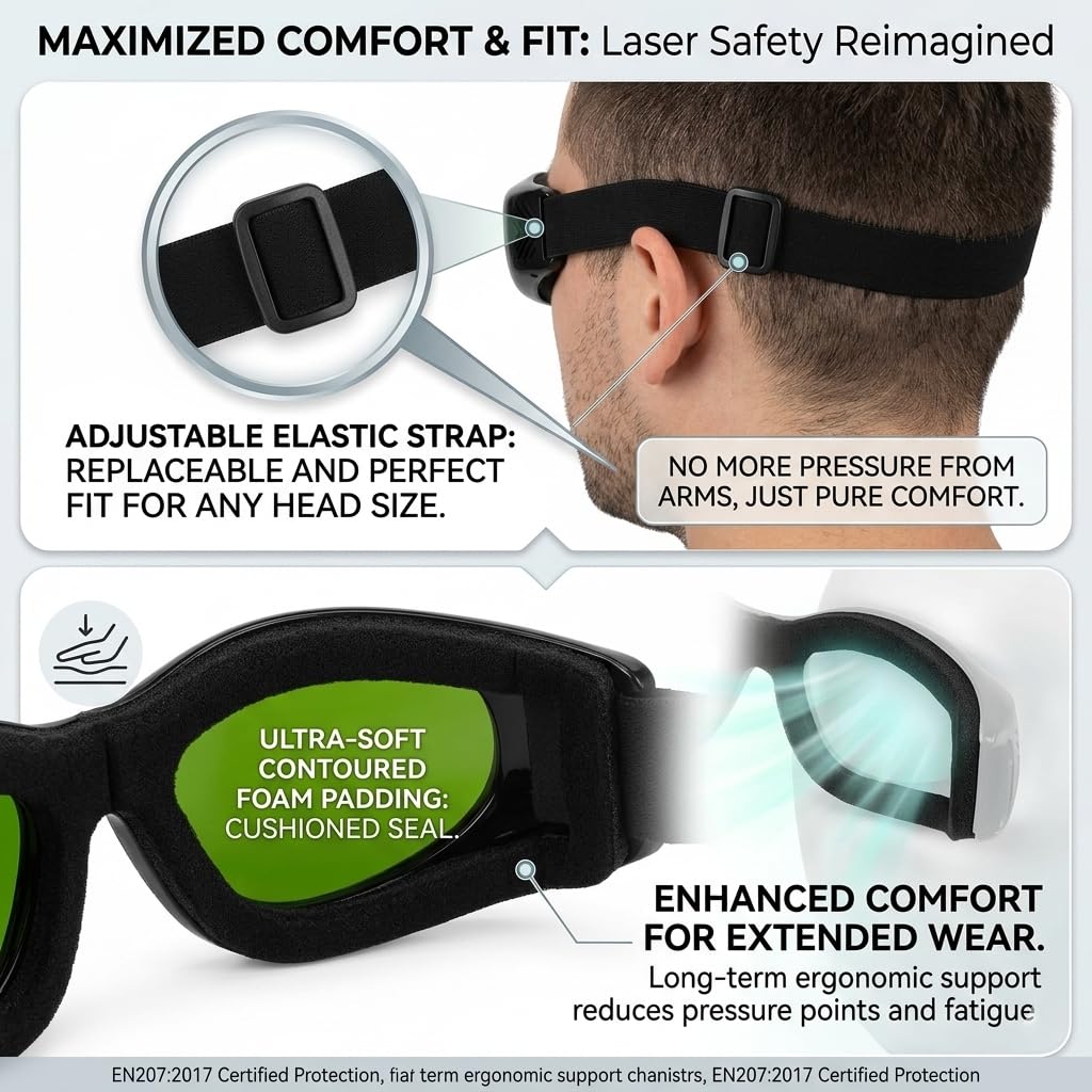 Gafas de seguridad láser para protección ocular de 200 nm-450 nm/800 nm-2000 nm/1064 nm de longitud de onda, grabador láser, gafas protectoras de corte láser
