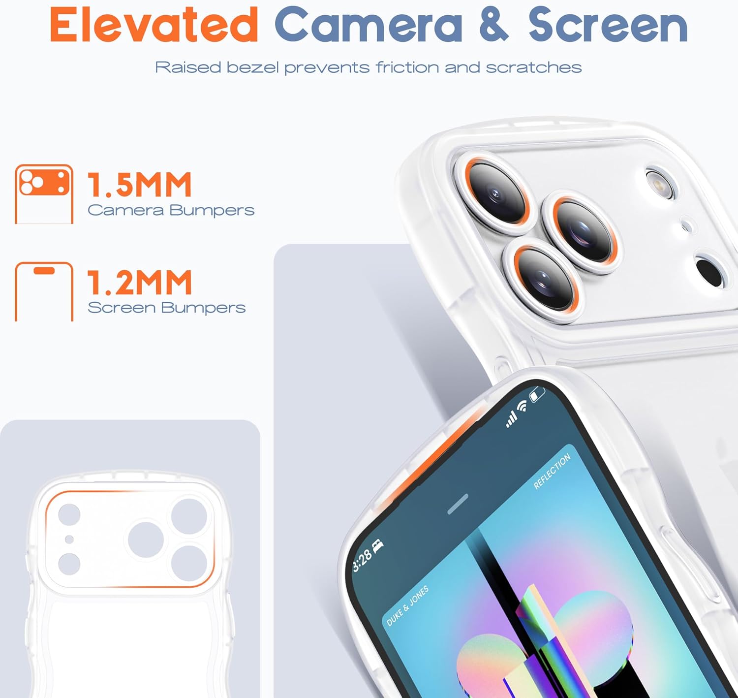 Compatible with iPhone 17 Pro Max Case 6.9" 2025, Cute Kawaii Curly Wave Frame Shape Soft Silicone Shockproof Protective Phone Cover for Women Girls, Clear - Image 5