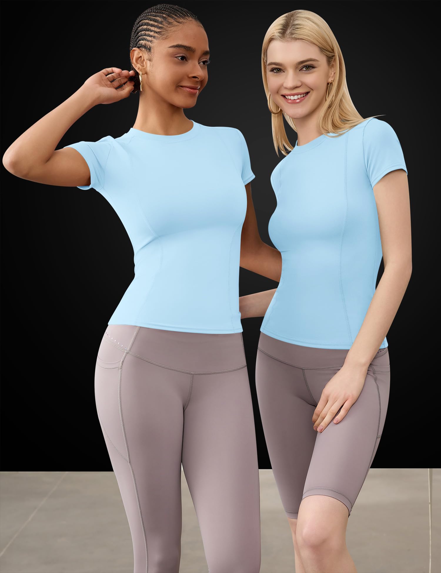 IECCP Haut de sport sans couture à manches courtes pour femme, perméable à l’air et extensible, pour gym, fitness, yoga