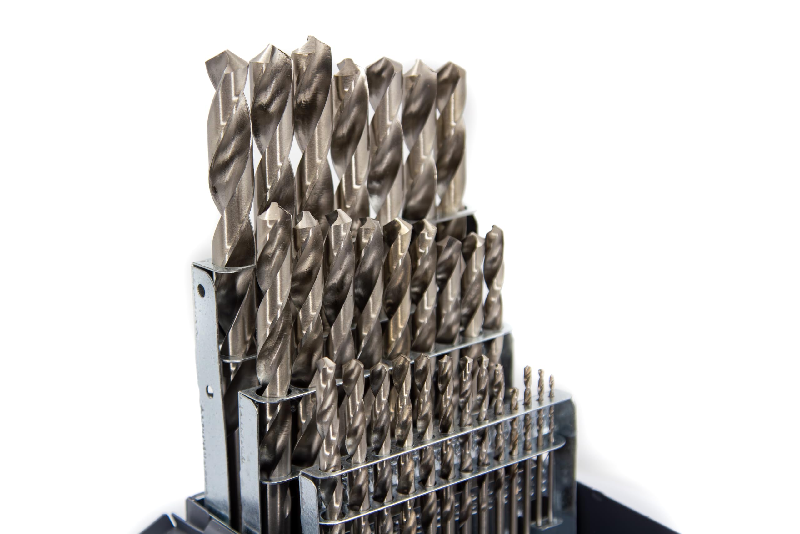 Drill América dwd29j-p-set HSS brillante acabado juego de brocas, 1/16 – 1/2 x 64ths, 29 piezas en maletín de metal