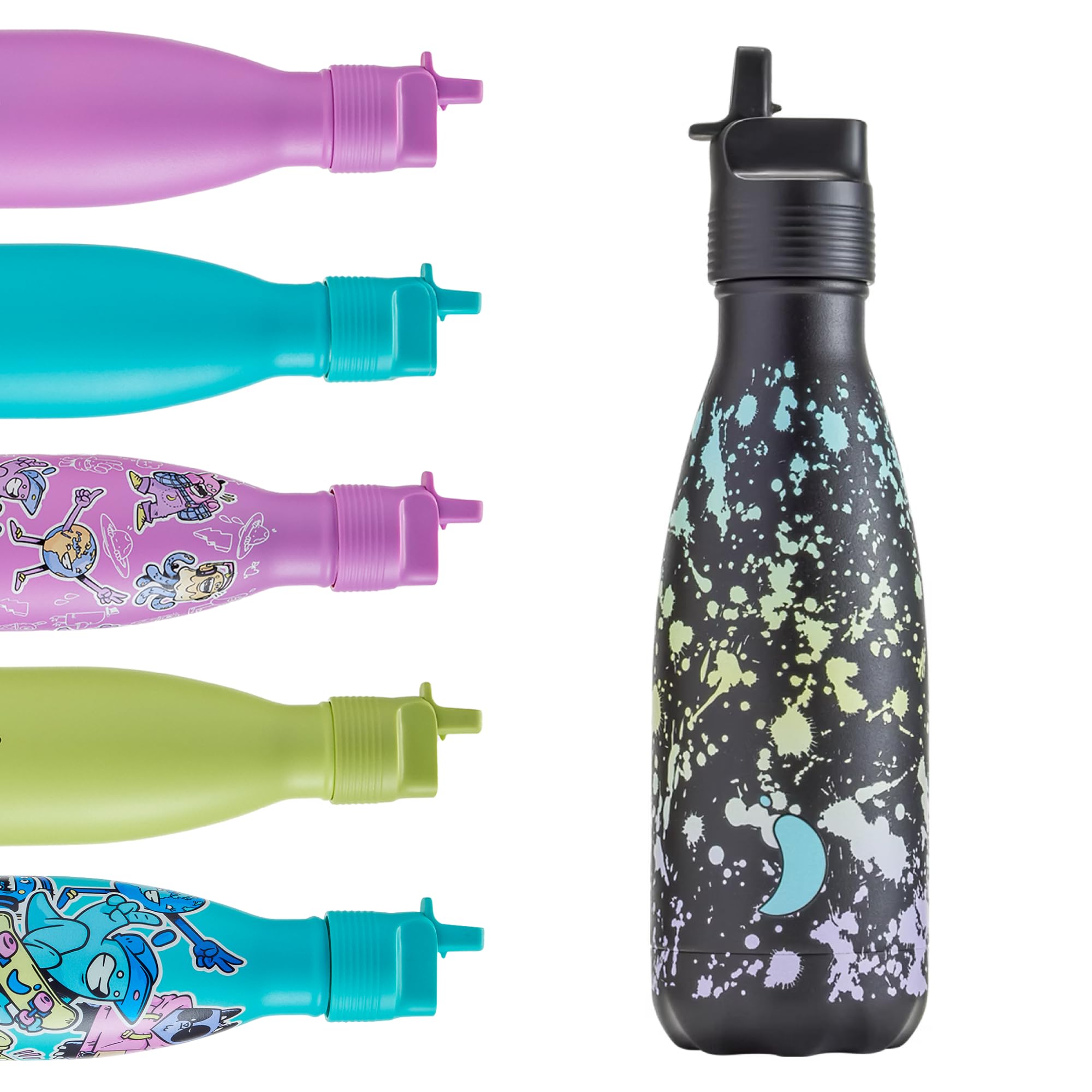 Chilly's Kids Original Water Bottle - Vacuum Insulated Stainless Steel Water Bottle, Reusable Thermal Flask For Hot & Cold Drinks - Leak Proof, No Sweat - 350ml - Splatter โ image 1