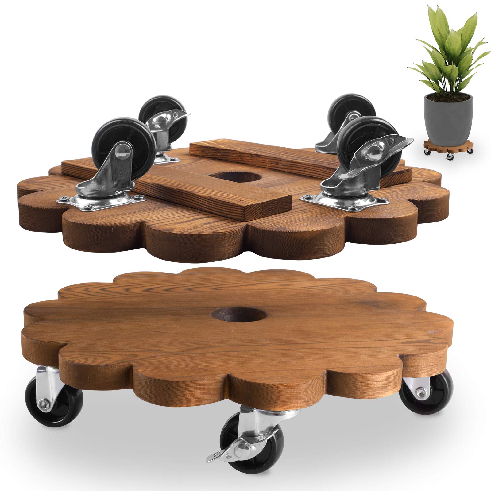 Buy MIXC Plant Caddy, 12 Inch Plant Stand with Wheels, Indoor Round