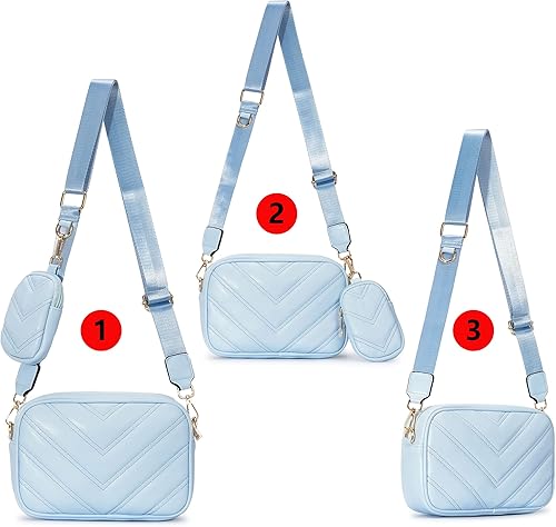 Miniatura 2 de Herald - Bolso cruzado pequeño acolchado Chevron para mujer con monedero, bandolera cuadrada para cámara, 2 tamaños Chevron, Quilted, Small, Coin