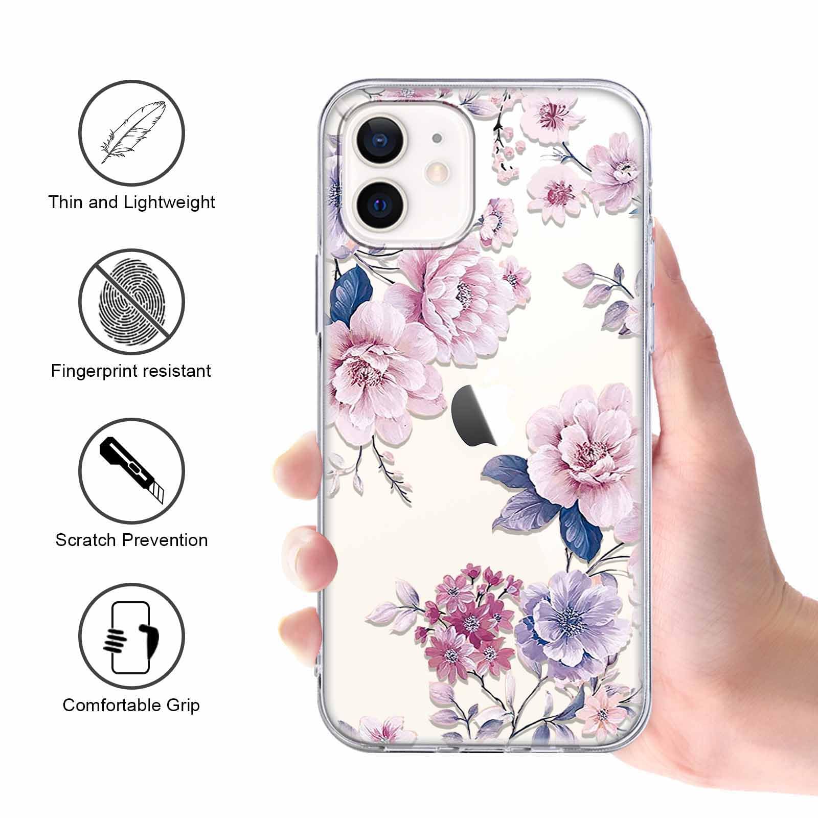 Coiwxmoi 2er Set Blumen Handyhüllen Für IPhone 12 Pro Max – Durchsichtige, Stoßfeste TPU Schutzhülle Mit ästhetischem Muster Für Mädchen & Frauen