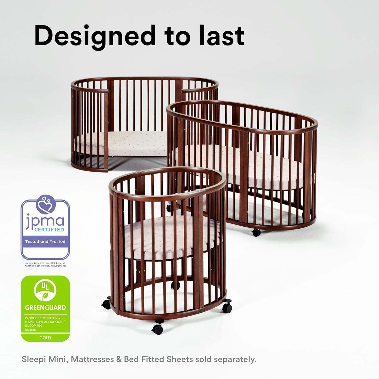 Stokke Sleepi Mini Fitted Sheet V3, Flower Ecru - Compatible with Sleepi Mini Mattress V3 - Washable - 100% Fine Cotton Percale