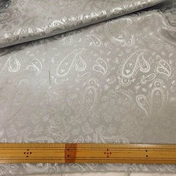 Amazon | 【2m価格 】ペイズリー＊サテン調ジャガード生地＊シルバー