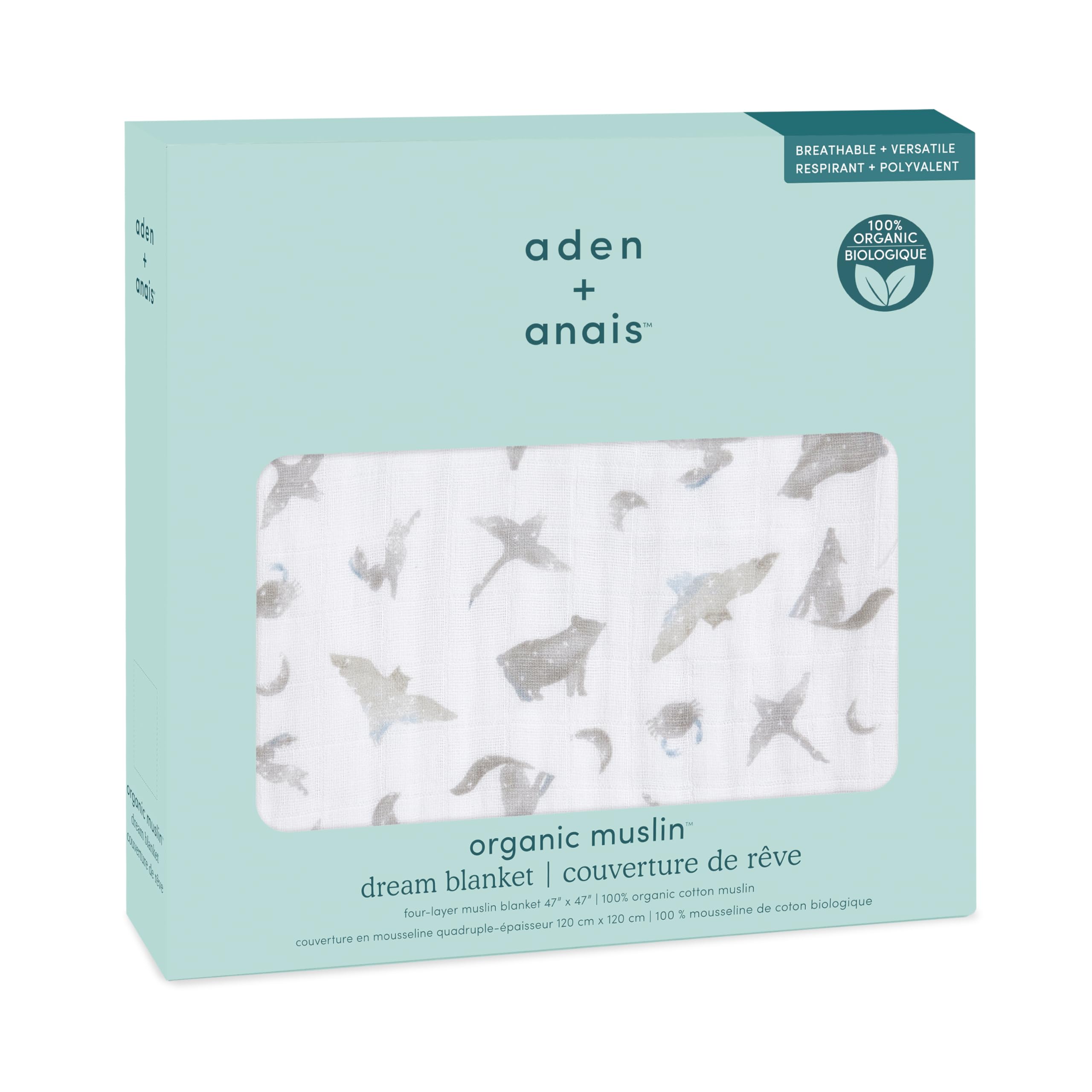 Aden + Anais Coperta in mussola di cotone biologico al 100% per neonati e bambini, coperta per neonati e bambine, regalo per la lista dei bambini e della doccia, motivo: mappa delle stelle