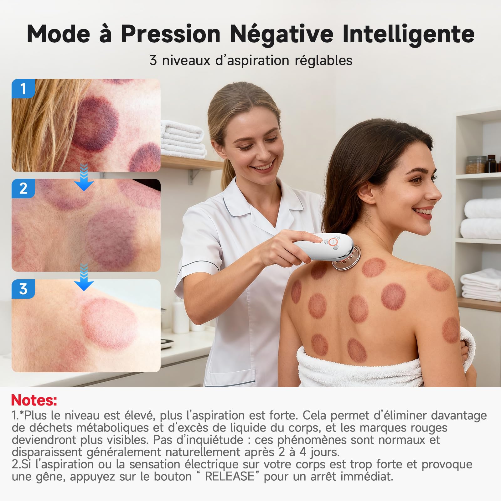 Ventouses 3 en 1 anti-cellulite | Ventouses, EMS, lumière rouge. Ventre/jambes/fessiers, 3–5 min/jour, peau ferme