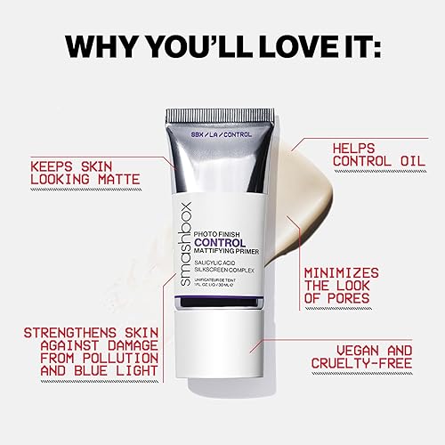 Miniatura 5 de Smashbox Photo Finish Control Mattifying Makeup Primer  Pore-Minimizing, Oil-Controlling Primer that helps Reduce Shine  Silkscreen Complex, Witch