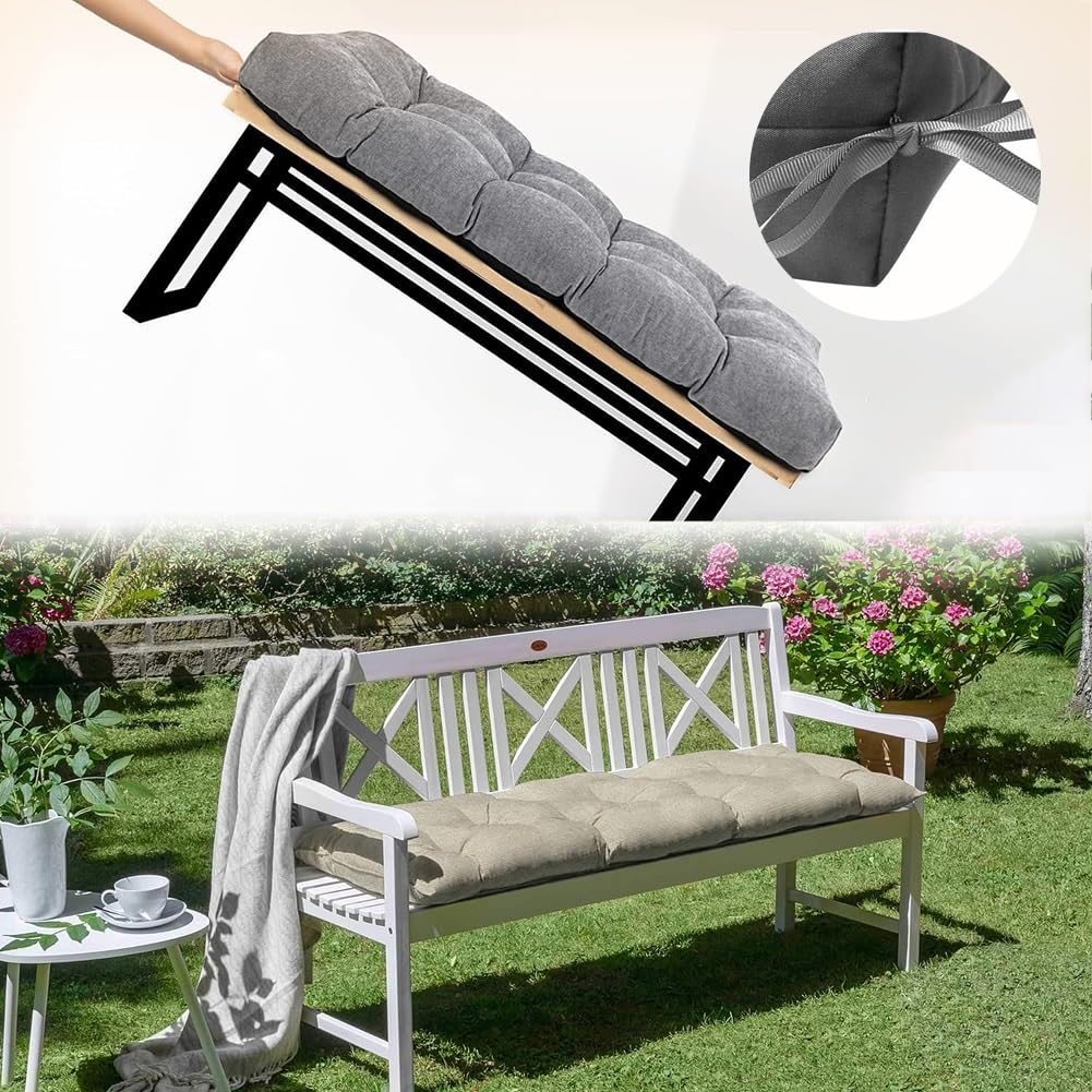 Wasserdichte Outdoor-Bank, 121,9 x 40,6 x 10,2 cm, für Terrasse, Fell, Veranda, Schaukel und Gartensitz, dick, 10 cm, mit Bändern, für drinnen und draußen, Violett