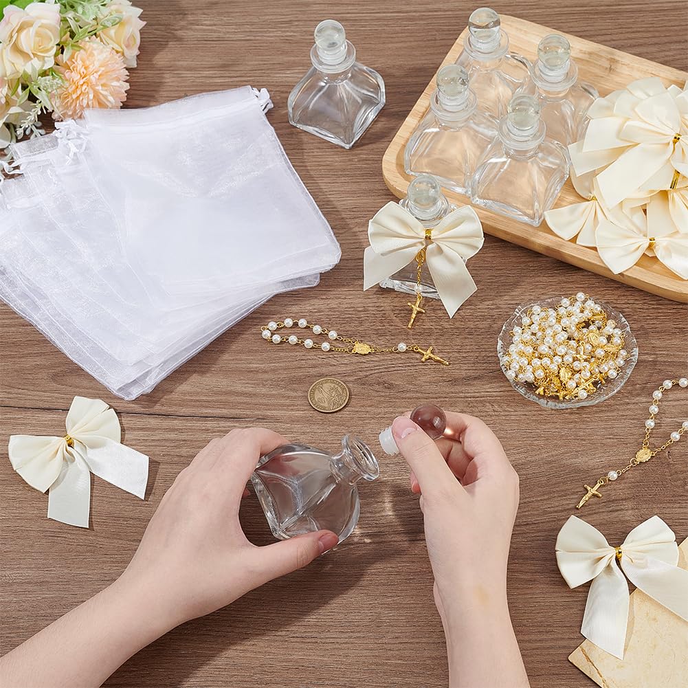 16 Set Heilige Flasche Taufgeschenke Mit Kreuz 50ml Weihwasserbehälter Aus Glas Mit Organzabeutel Taufgeschenke Für Ostern Gäste Geschenke Zur Heiligen Kommunion Kirche Hochzeit