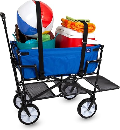 MacSports Carros de dos pisos, resistente, plegable, para exteriores, portátil, ligero, todo terreno, para equipo de campamento, comestibles y más